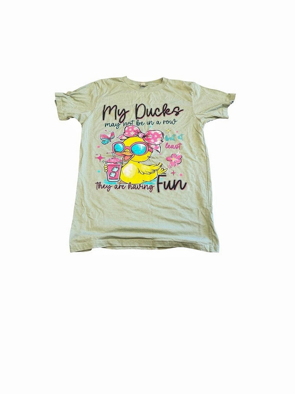 Small Love in Faith Graphic Short Sleeve Tee in Green